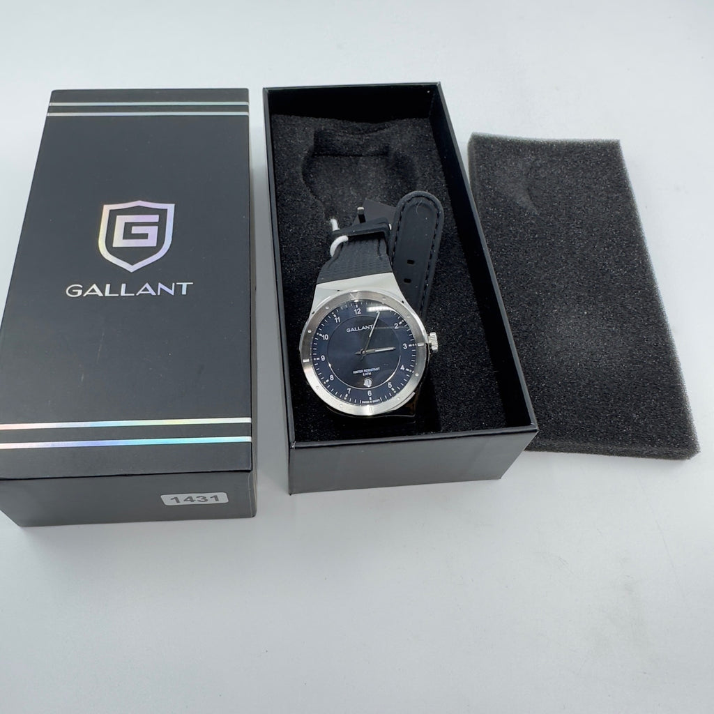 Gallant Wrist Watch Swiss Quartz Stainless Steel Blue Black Silver Mens OS
