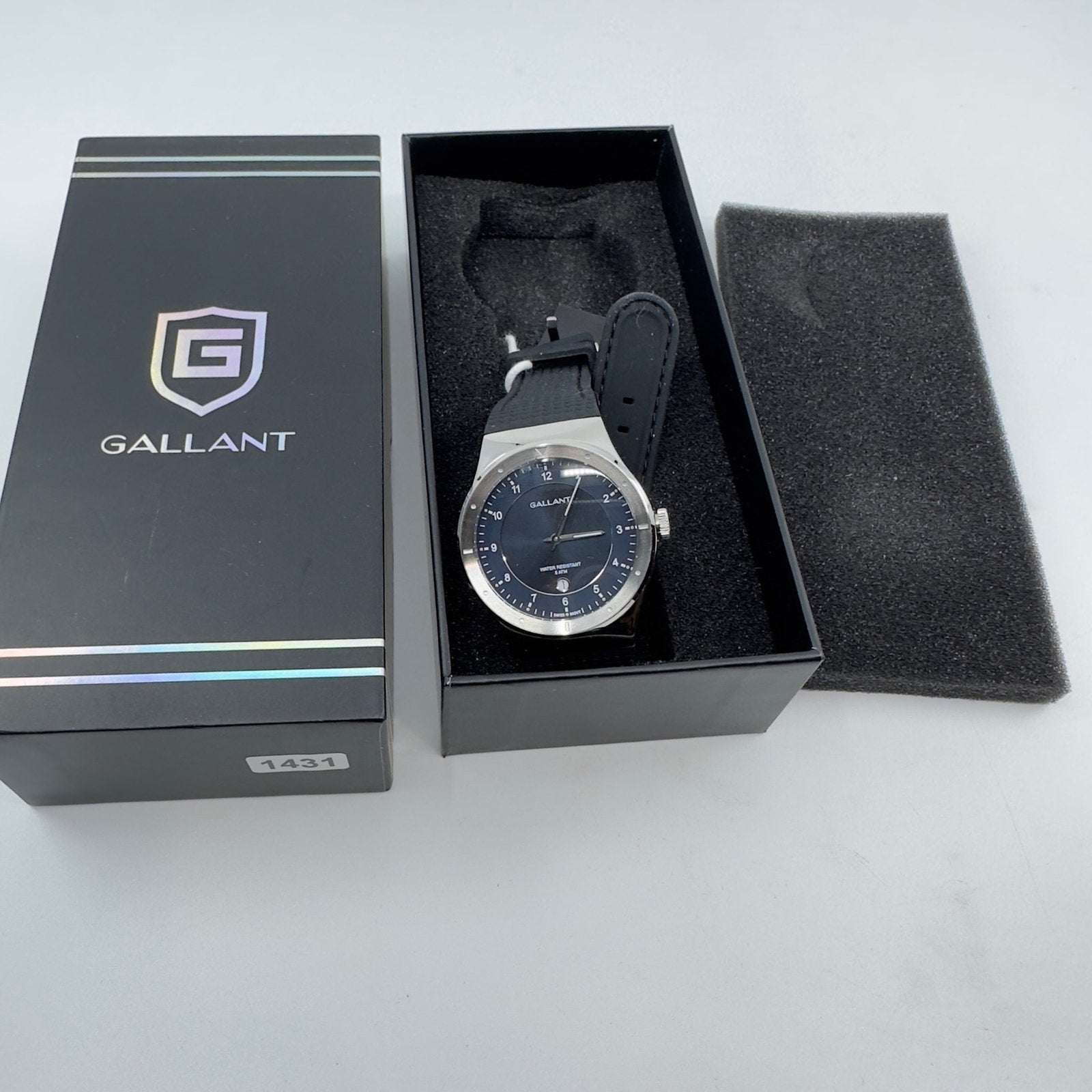 Gallant Wrist Watch Swiss Quartz Stainless Steel Blue Black Silver Mens OS