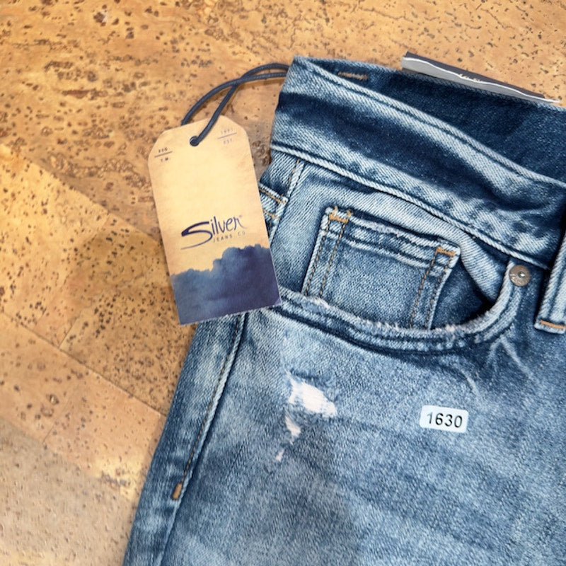 Silver Jeans Vintage High Rise Ankle Straight Jeans Medium Indigo Womens 24