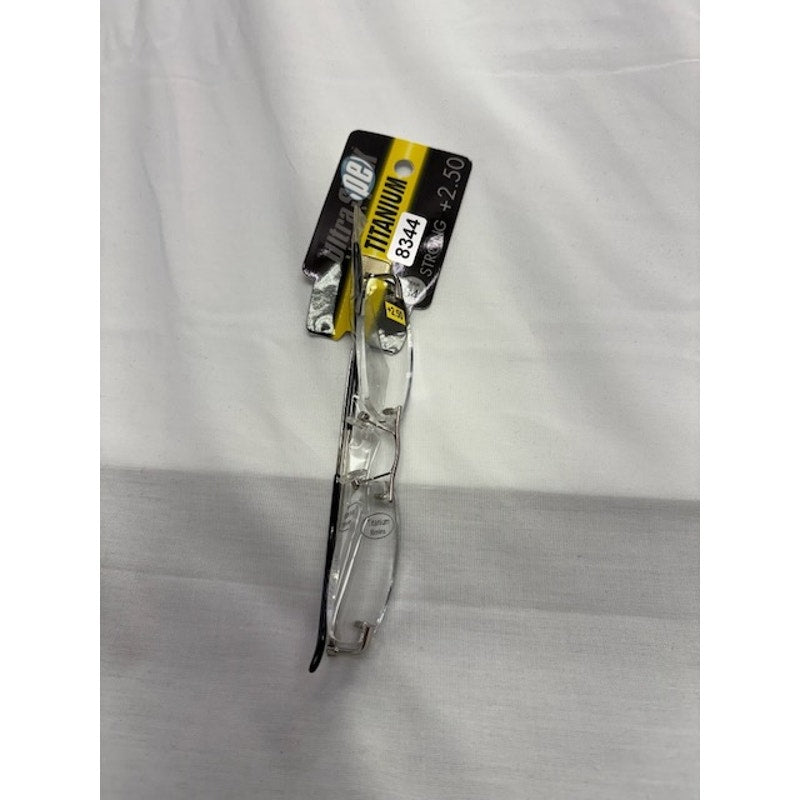 Ultra Spex Rimless Titanium Reading Glasses +2.50 Strong Lightweight Black
