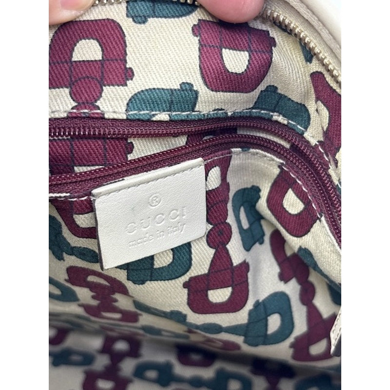 Gucci GG Monogram Canvas Guccissima Shoulder Bag Crossbody Leather Trim Beige