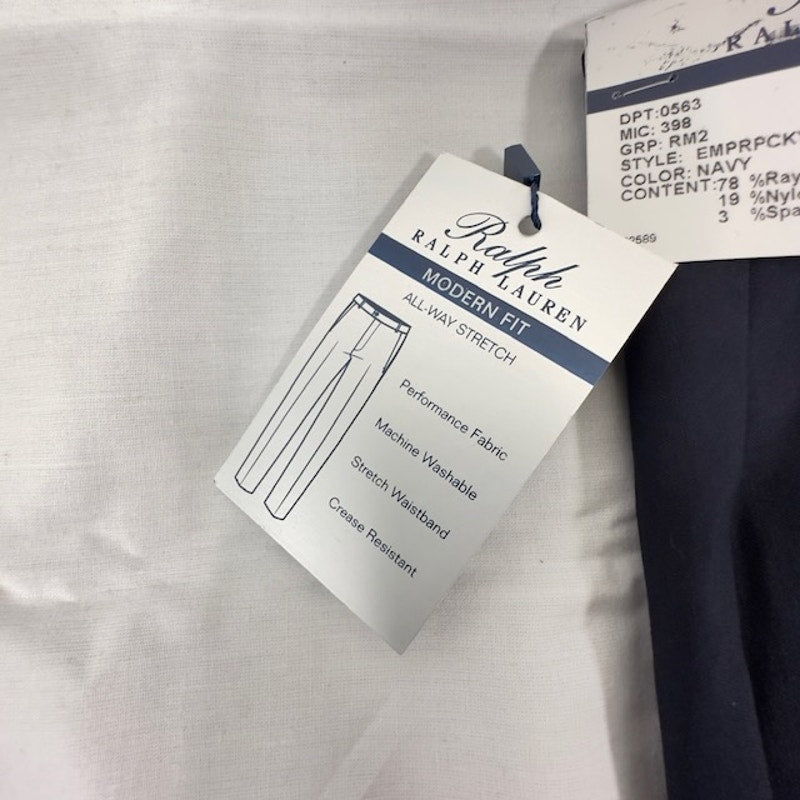 Ralph Lauren Modern Fit Pants Flat Front All Way Stretch Dark Navy Men 40x32