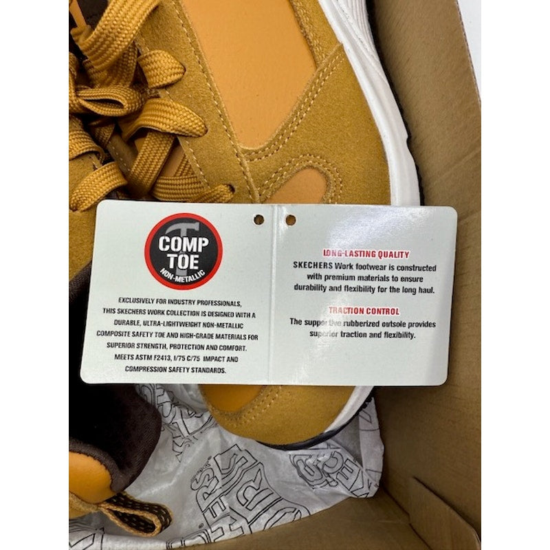 SKECHERS Work Uno SR Elainy Comp Toe Safety Shoes Suede Wheat Mens Size 8.5