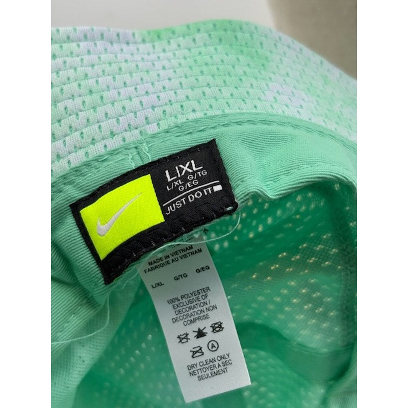 Nike Tie Dye Mesh Bucket Hat Dri-FIT Lightweight Green White Womens Sz L/XL