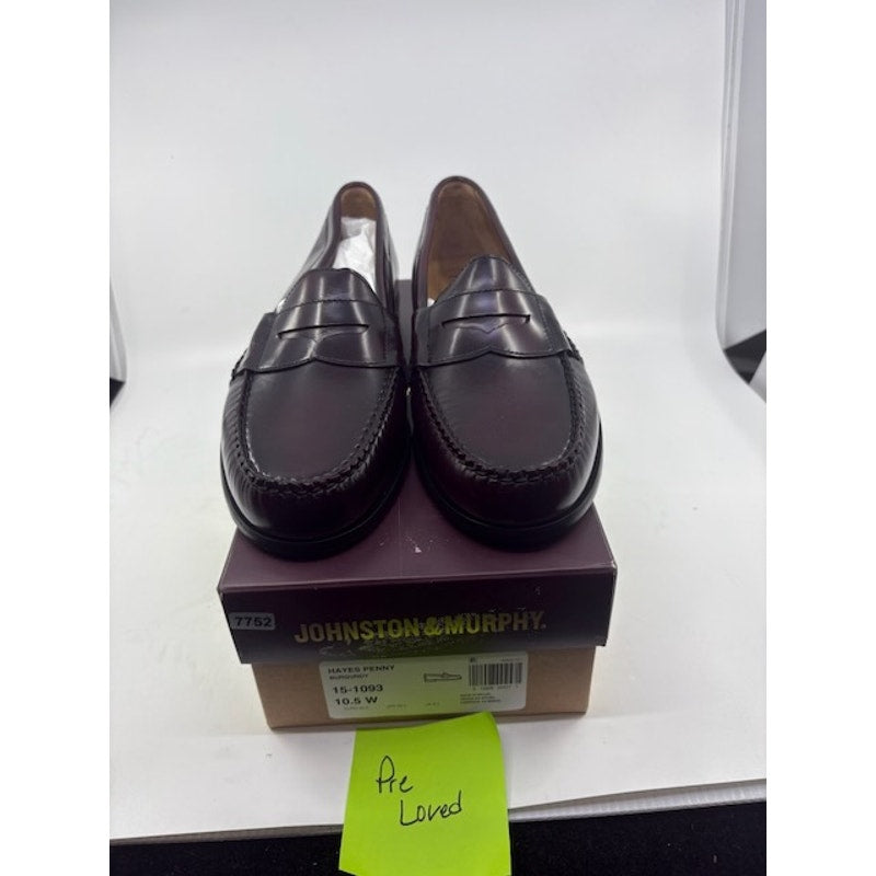 Johnston & Murphy Hayes Penny Loafer Shoes Leather Burgundy Mens Size 10.5 M