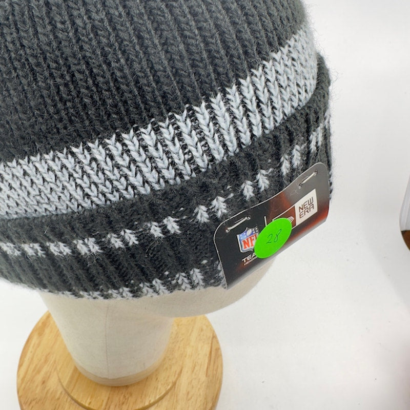 New Era NFL Las Vegas Riders Beanie Knitted Striped Black Gray Mens One Size