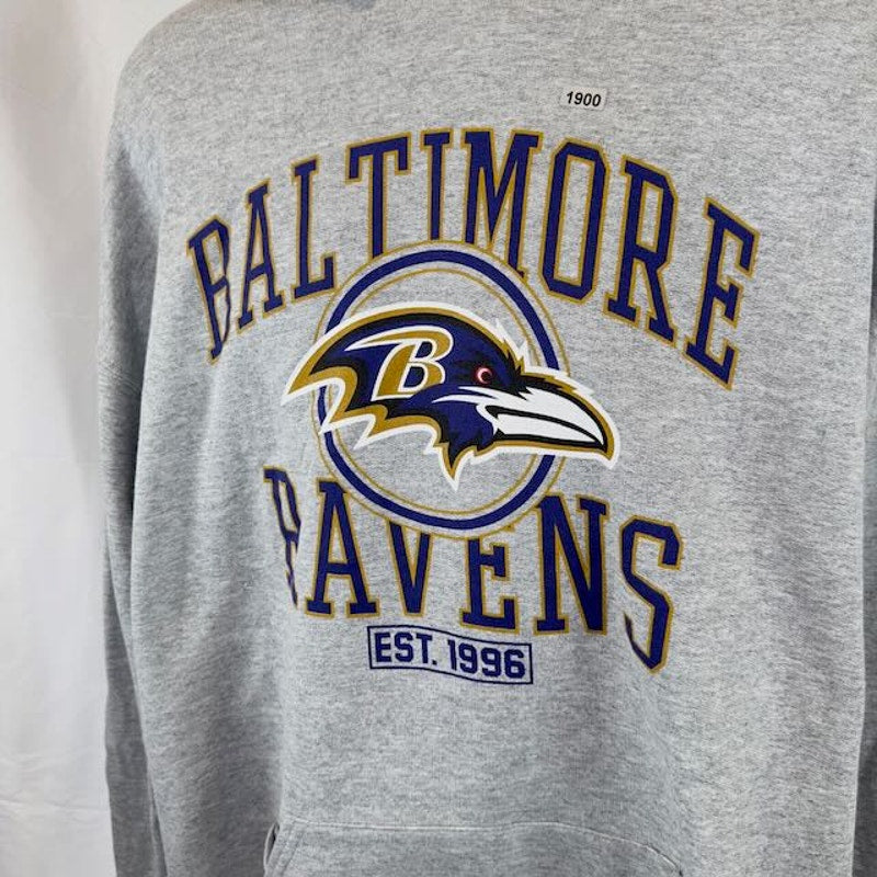 Junk Food NFL Baltimore Ravens Established 1996 Hoodie Heather Gray Mens Size 2X