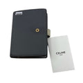 Celine Leather Medium Strap Wallet Card Organizer Snap Closure Gray Womens