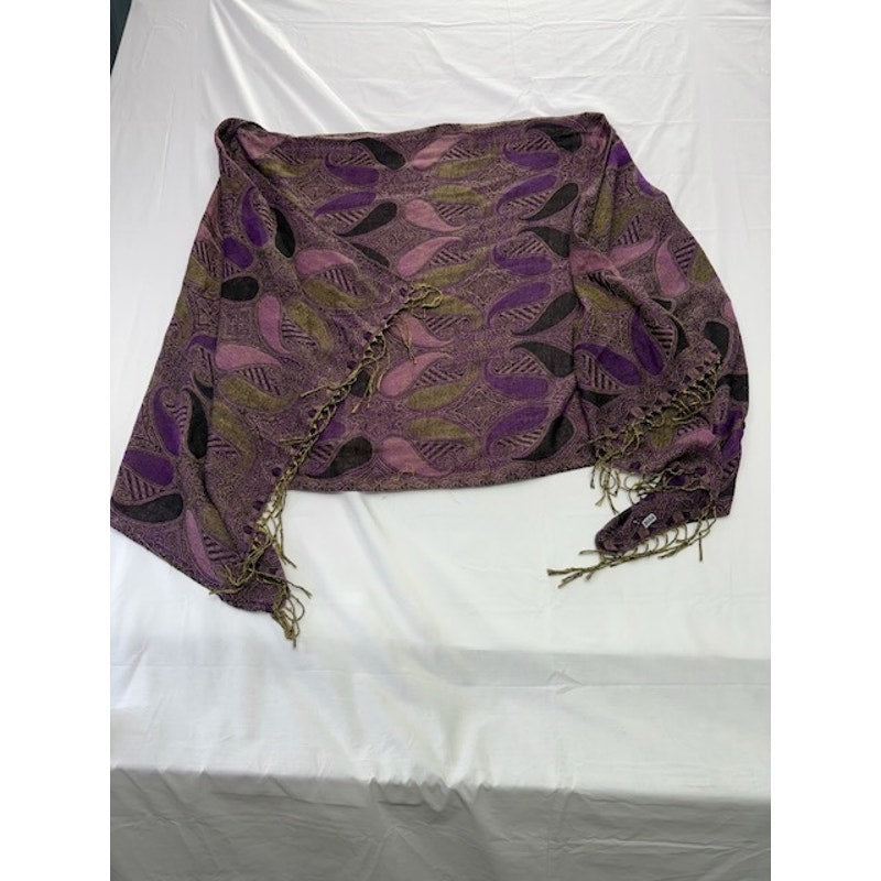 Fringe Tassel Scarf Shawl Wrap Boho Pattern Lightweight Paisley Purple One Size