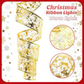 1 Pc Ribbon Fairy Lights Christmas Tree Garland Holiday Decor Gold/White