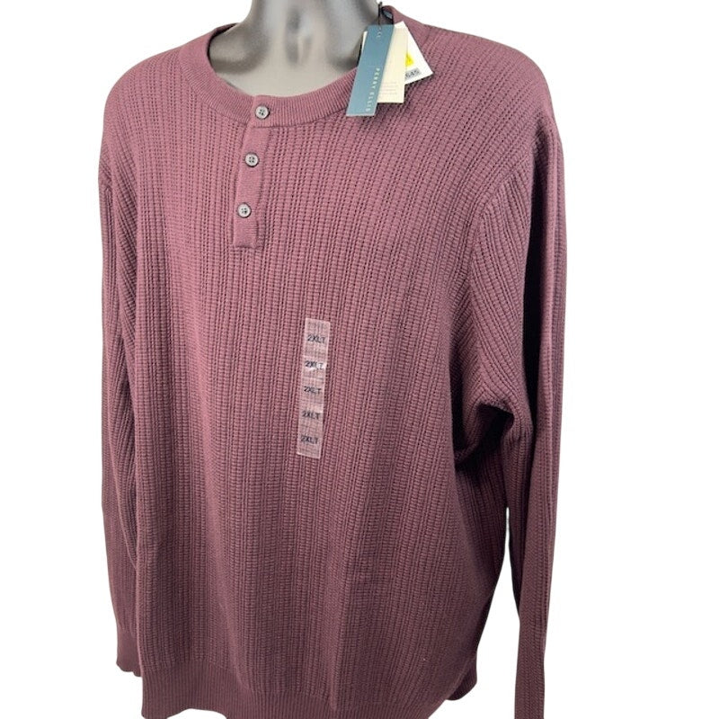 Perry Ellis Long-Sleeve Henley Sweater Round Neck Pullover Mauve Mens  Size 2XLT