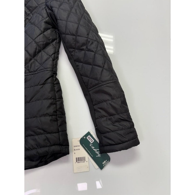 Sebby Hooded Water-Resistant Diamond Quilted Hooded Coat Black Womens Size S