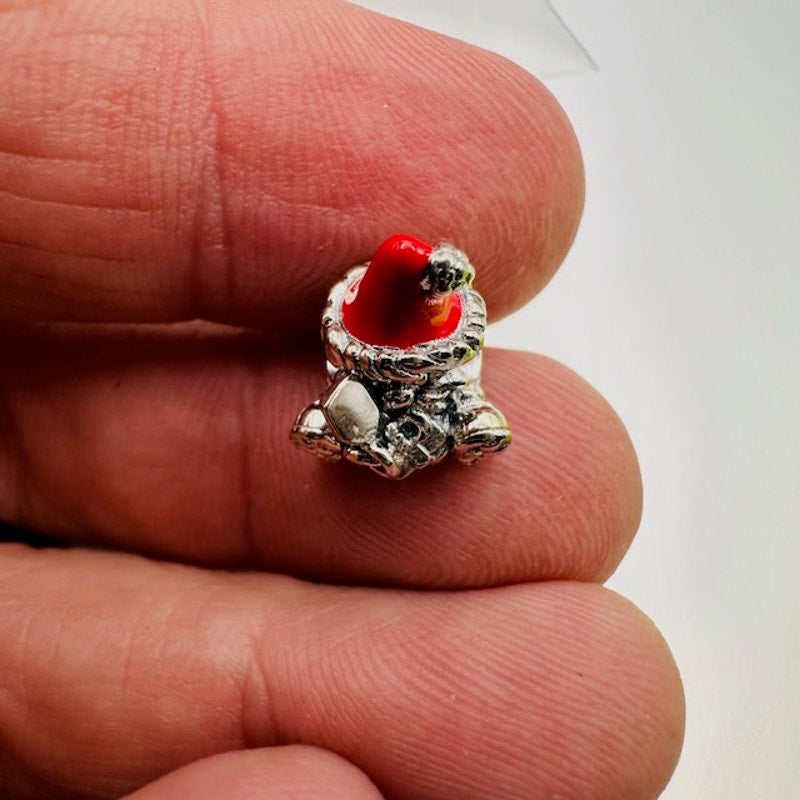 Seated Santa Claus Dangle Charm Pendant 925 Sterling Silver