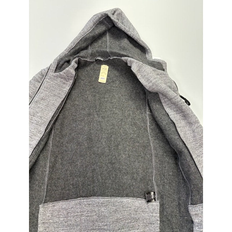 Balmain Quilted Biker Hoodie Two-Way Zip Flap Pockets Gray Mens Size XL