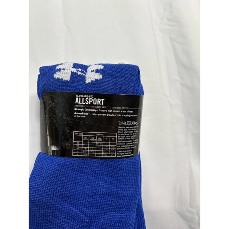 2 Pairs Under Armour HeatGear Team OTC AllSport Socks Blue Adult Size L