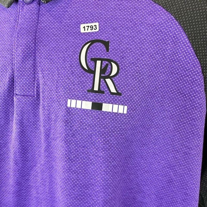 Nike Dri-Fit Colorado Rockies Tri-Blend Performance Polo Purple Black Mens L
