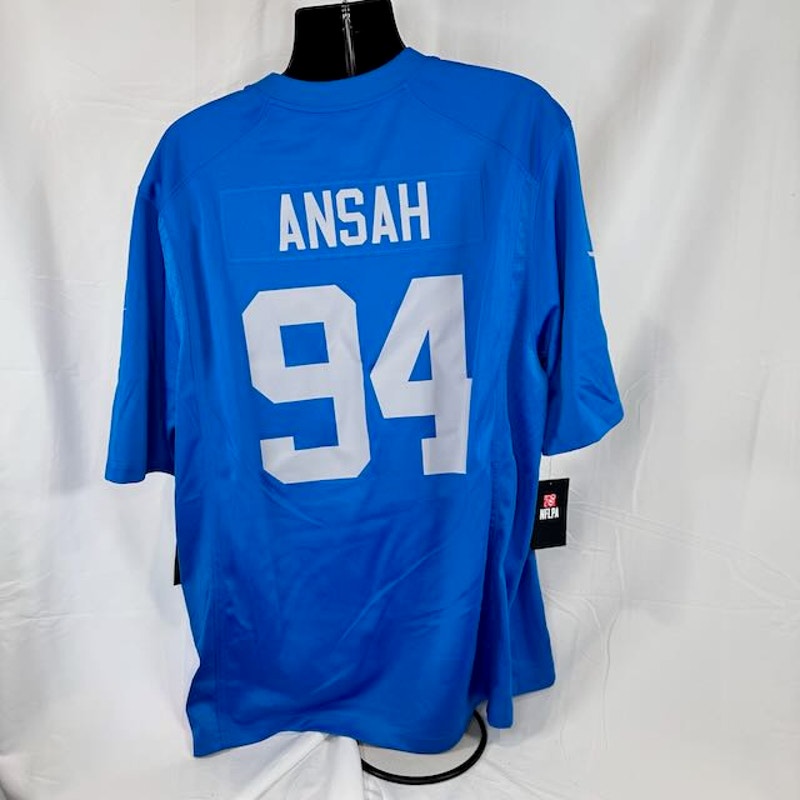 Nike NFL Ziggy Ansah #94 Detroit Lions Throwback Game Jersey Blue Mens Size XXL