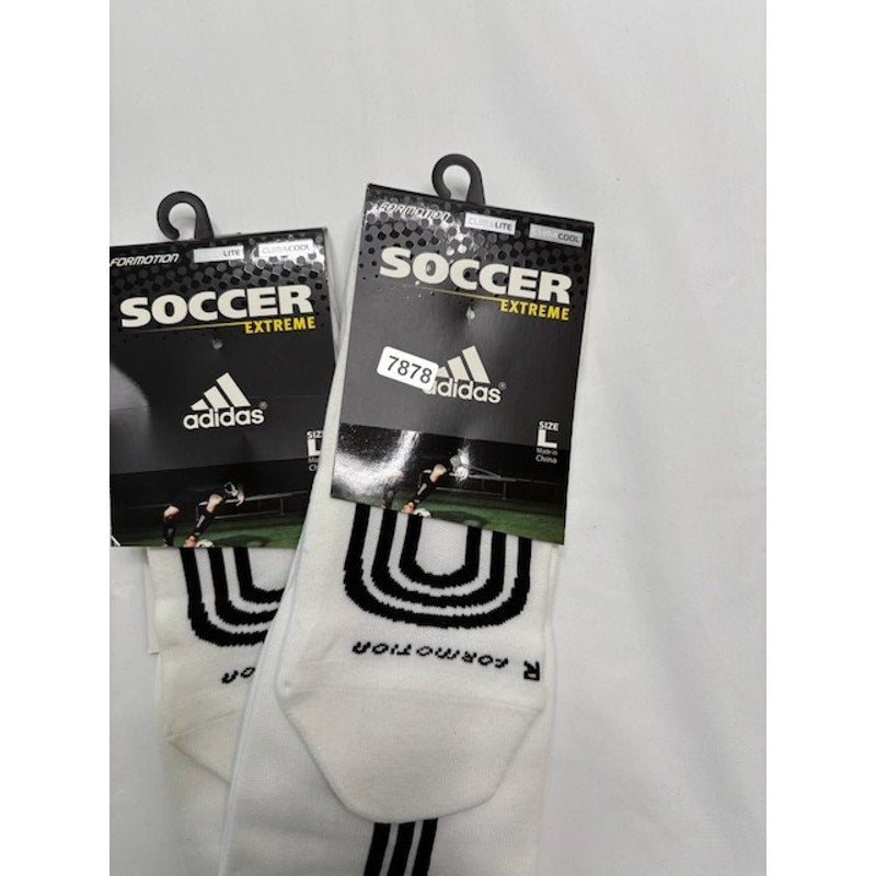 2 Pairs Adidas Extreme Soccer Socks Over the Calf White/Black Mens Size L