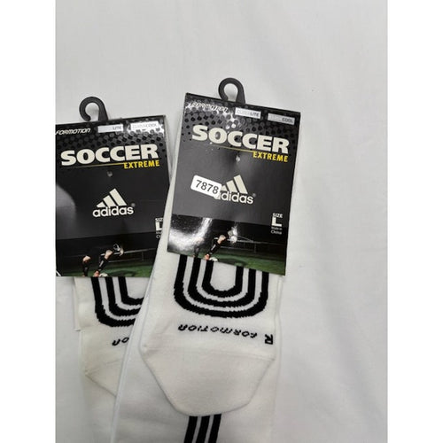 2 Pairs Adidas Extreme Soccer Socks Over the Calf White/Black Mens Size L