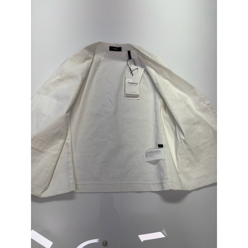 Theory Shrunken Patch Pocket Blazer Button Front White Crunch Womens Size 4