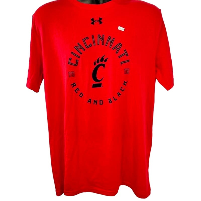 Under Armour Cincinnati Bearcats 1819 Red & Black Tee Loose Fit Red Mens Size L
