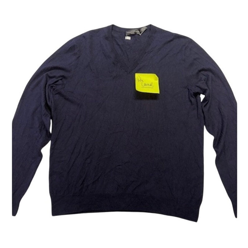 Ralph Lauren V-Neck Sweater Long Sleeves Pullover Cashmere Black Mens Size XL