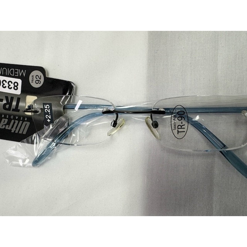 Ultra Spex TR-90 Reading Glasses +2.25 Medium Hook 92 Lightweight Blue Frame