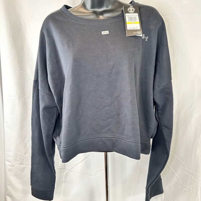 Under Armour UA Unstoppable Fleece Crew Sweatshirt Loose Fit Black Womens M
