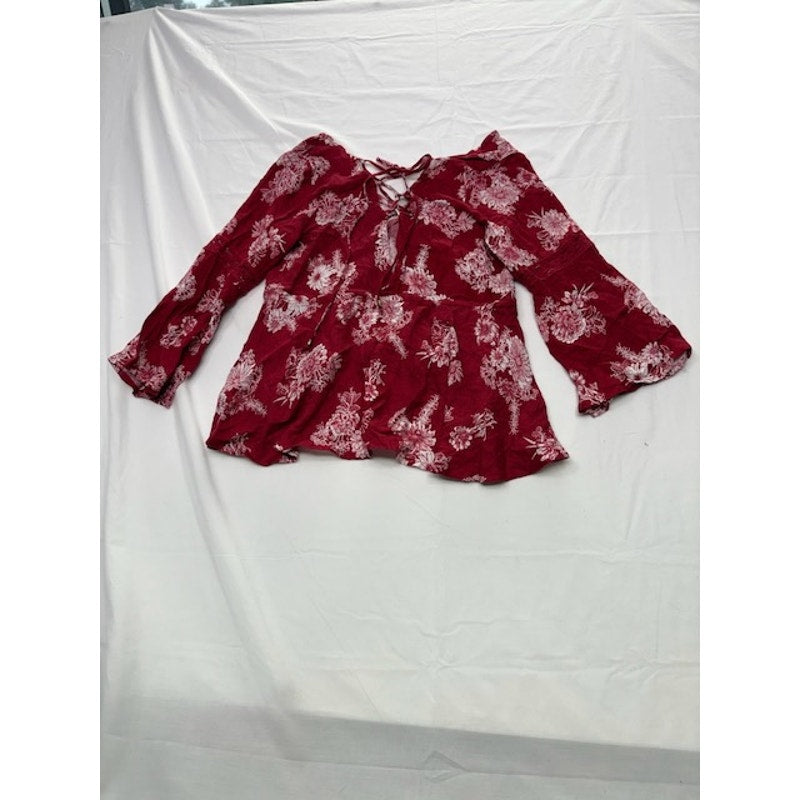 American Rag Cie High-Low Floral-Print Peasant Top Biking Red Combo Size XS