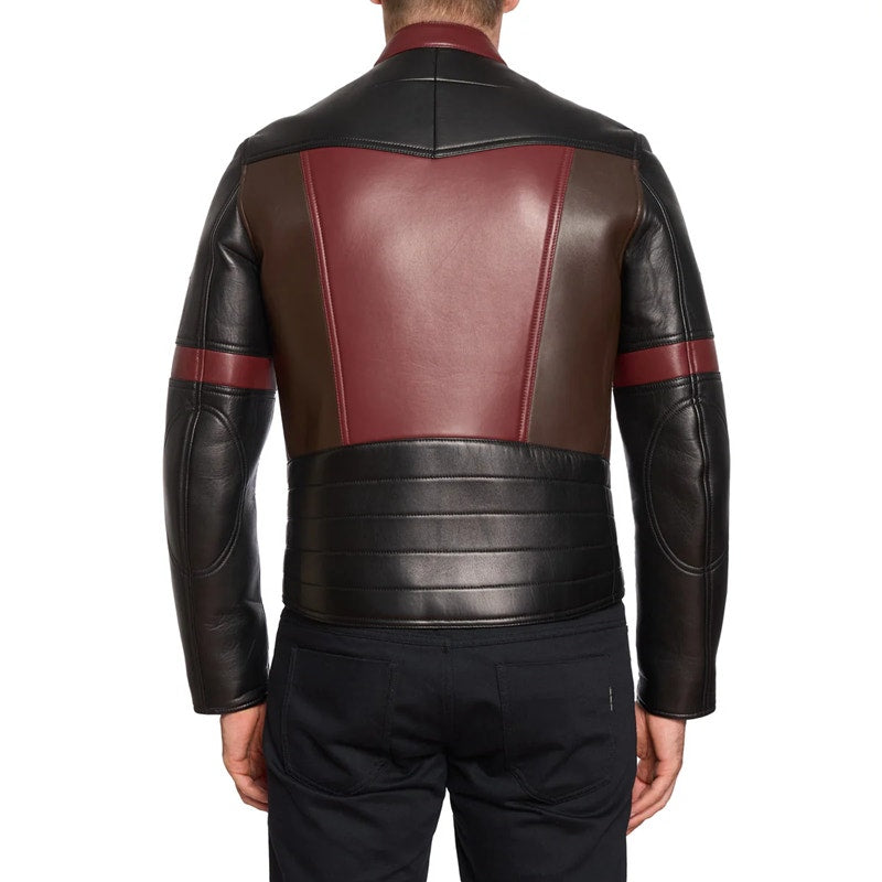 GIVENCHY Star Patch Leather Moto Biker Captain America Jacket Black Mens 48