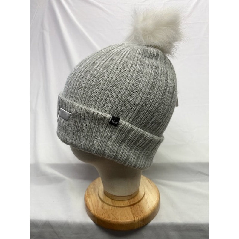 47 Brand Utah Jazz Knit Pom Beanie Cuffed NBA Hat Light Gray Womens OSFM