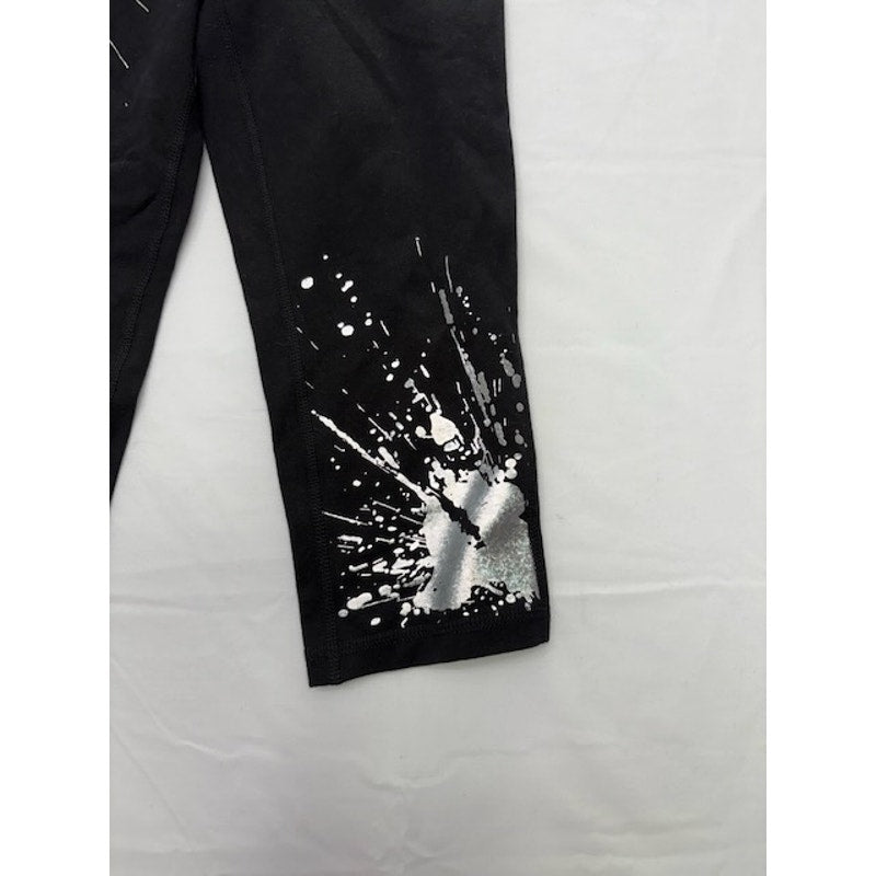 Material Girl Active Yoga Capri Leggings Paint Splatter Black Womens Size XS