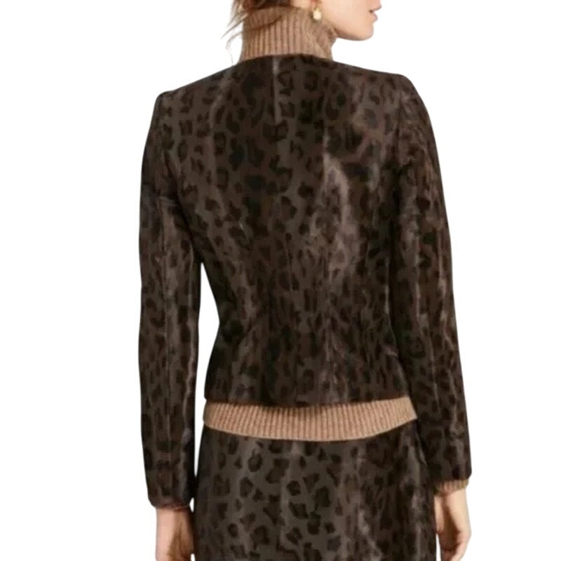 Brooks Brothers Faux Calf Hair Animal Print Jacket Brown/Black Womens Size 8
