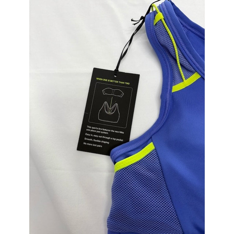 Nike Dri-Fit Swoosh Pocket Sports Bra Medium-Support Padded Blue Womens XS