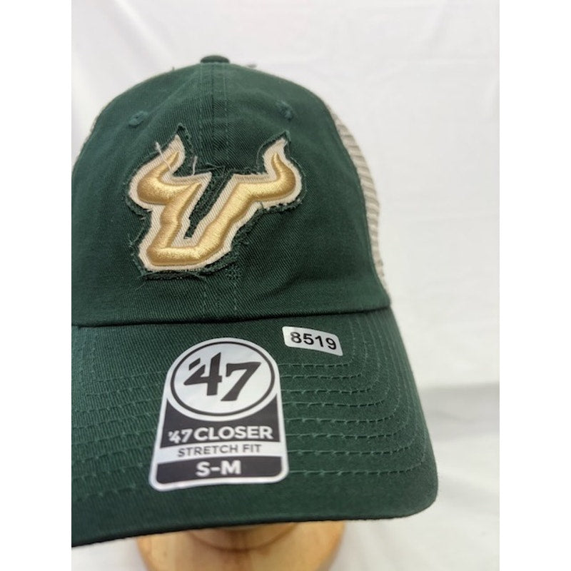 47 Brand South Florida Bulls Closer Stretch Hat NCAA USF Green Unisex S/M