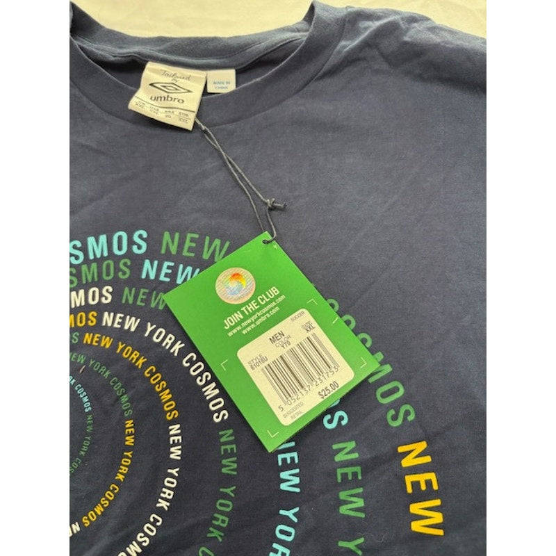 Umbro New York Cosmos Print T-Shirt Short Sleeve Navy Blue Mens Size XXL