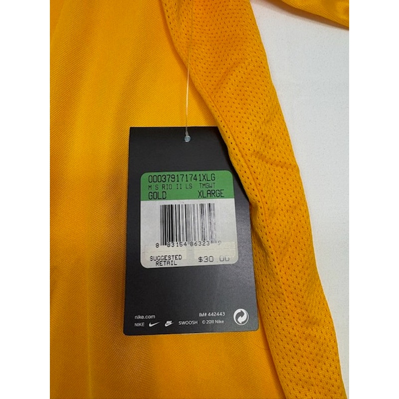 Nike Dri-Fit Football Soccer Goalkeeper Jersey Long Sleeve Gold Mens Size XL