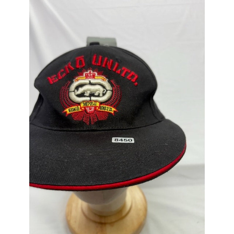 Ecko Unltd Baseball Cap Embroidered Rhino Logo Hat Black Red Mens Size 7 1/2