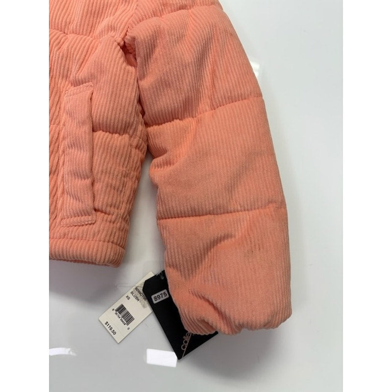 Collection B Cropped Corduroy Puffer Coat Full Zip Blush Womens Size XS