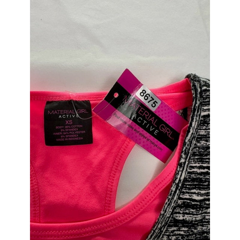 Material Girl Active Dress Racerback Athletic Bodycon Gray Pink Womens XS