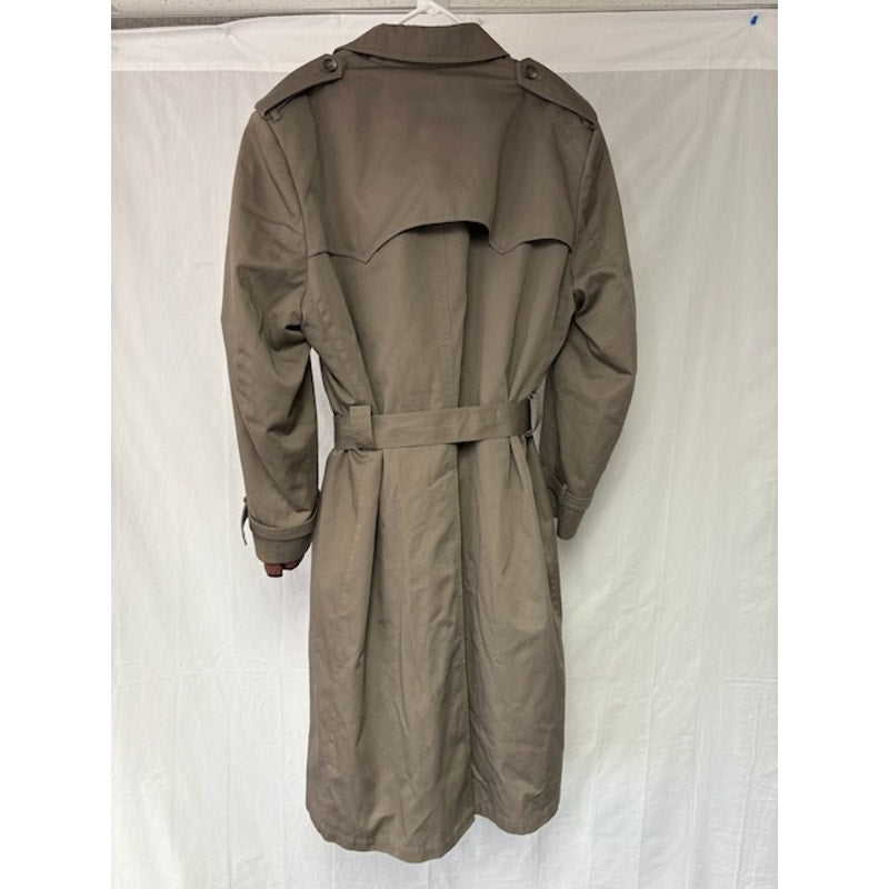 Oakton Ltd Vintage Trench Coat Button Double Breast Belted Gray Mens Sz 46 Long