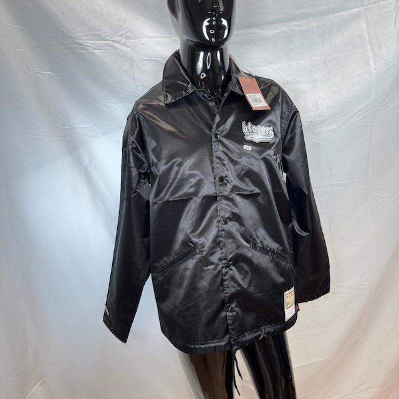 Mitchell & Ness Portland Blazers Doodle Coaches Jacket Snap Satin Black Size L