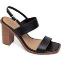 Lisa Vicky Oasis-V Slingback Sandal Leather Chucky Heels Black Womens Size 8