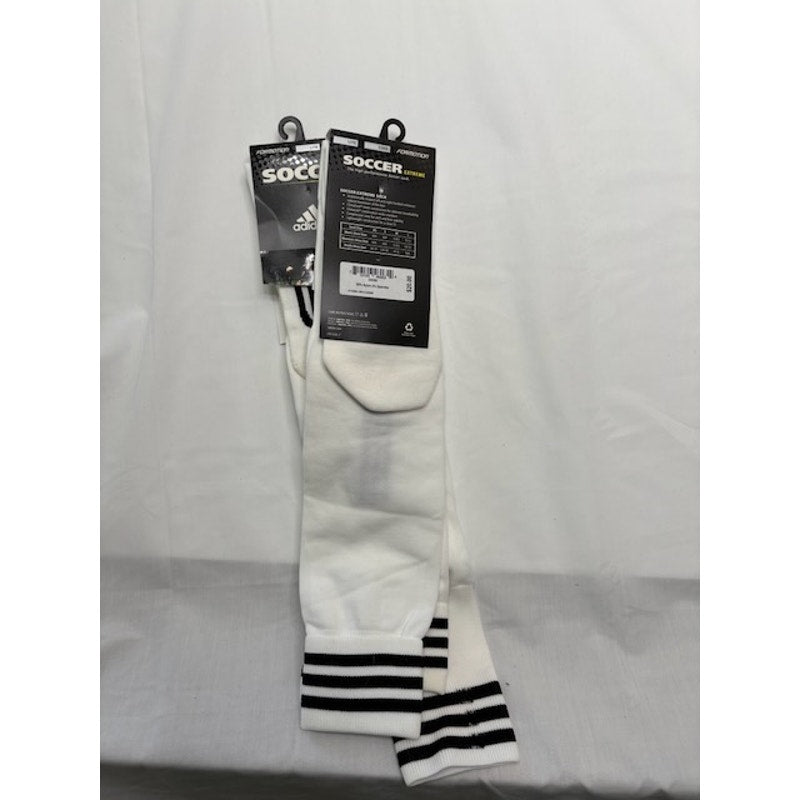 2 Pairs Adidas Extreme Soccer Socks Over the Calf White/Black Mens Size L