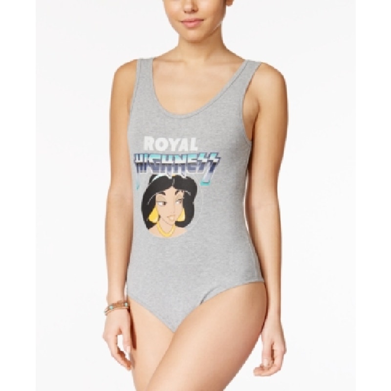 Disney Jasmine Royal Highness Graphic Bodysuit Scoop Neck Gray Women Size S