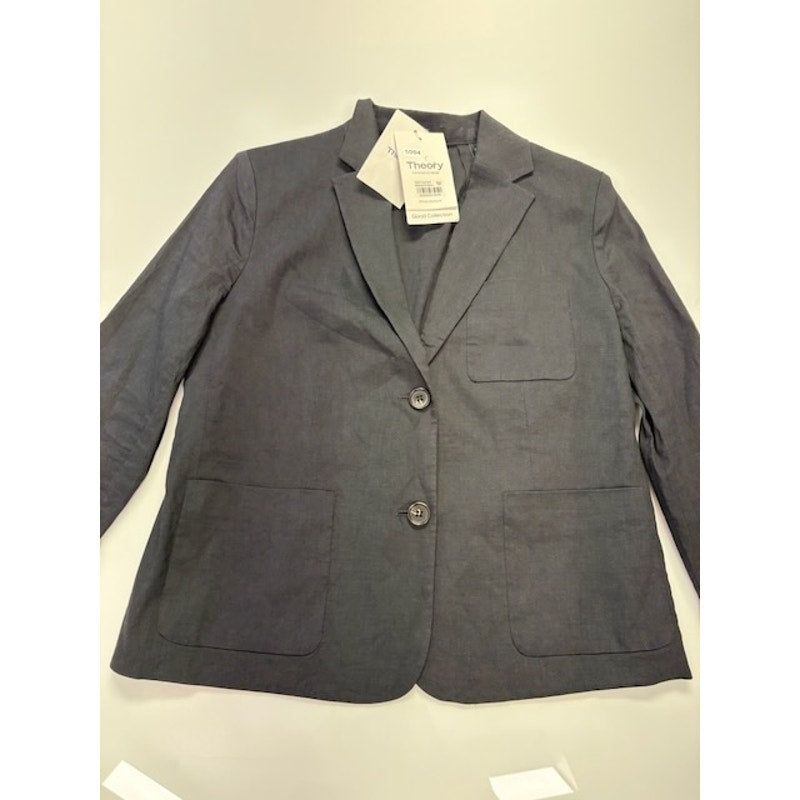 Theory Shrunken Split Cuff Two Button Blazer 3/4 Sleeve Womens Gray Size 2