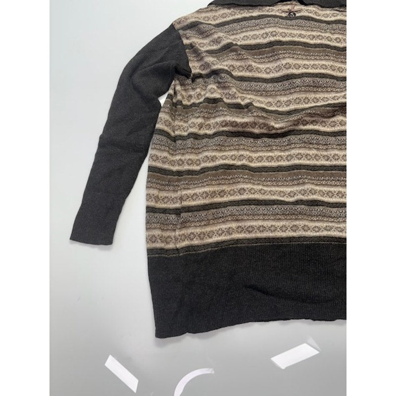 Marella Sport Striped Cardigan Knitted Sweater Open Front Brown Womens Sz L