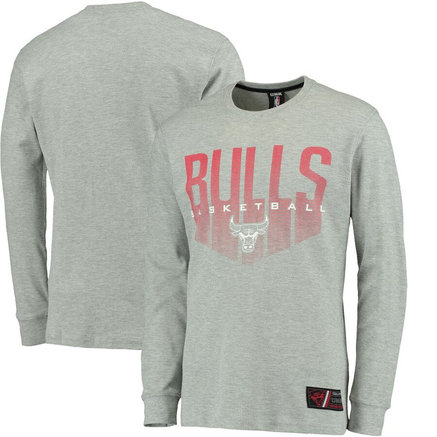 NBA Chicago Bulls UNK Promo Core Long Sleeve Henley T-Shirt Gray Mens Size M