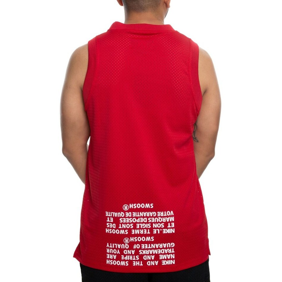 Nike Air Jordan Flight Wings Mesh Jersey Heavyweight Backwards Red Mens Size S