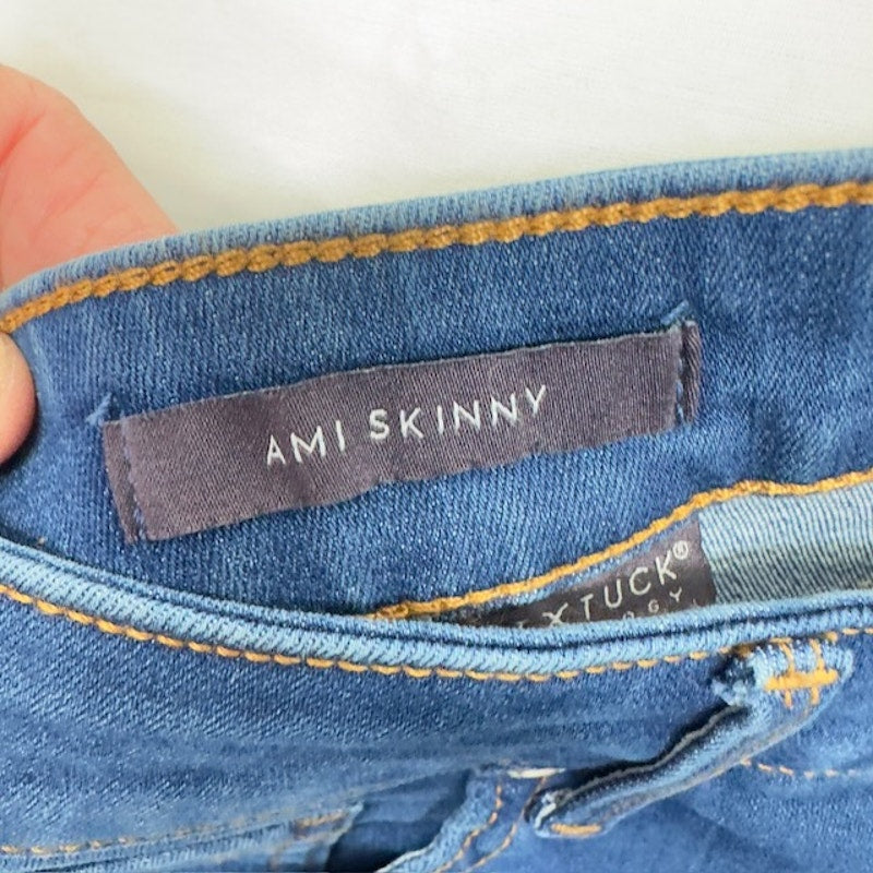 NYDJ Ami Ankle Tape-Trim Skinny Jeans Mid Rise Zip Fly Ladera Blue Womens 6